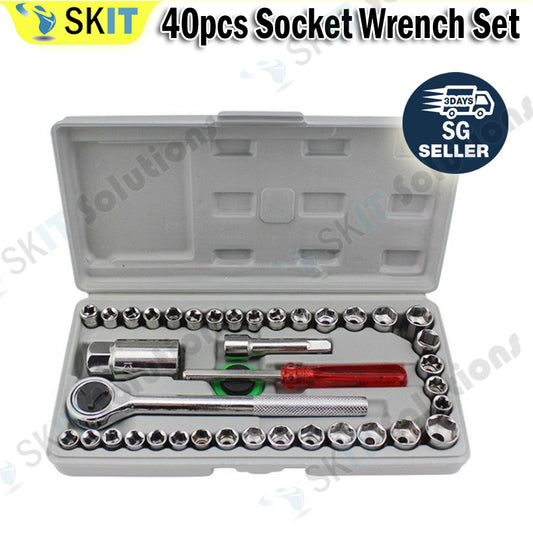 40pcs Combination Socket Wrench Set 1/4 3/8 Ratchet Tool Box Spanner Sleeve Repair Kit Hand Tool Set