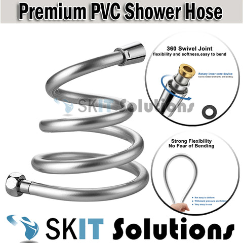 1.5m/2m Premium PVC Shower Hose Pipe with Brass Connections & Nut Flexible Anti-Twisting Plastic Bidet Head Extension