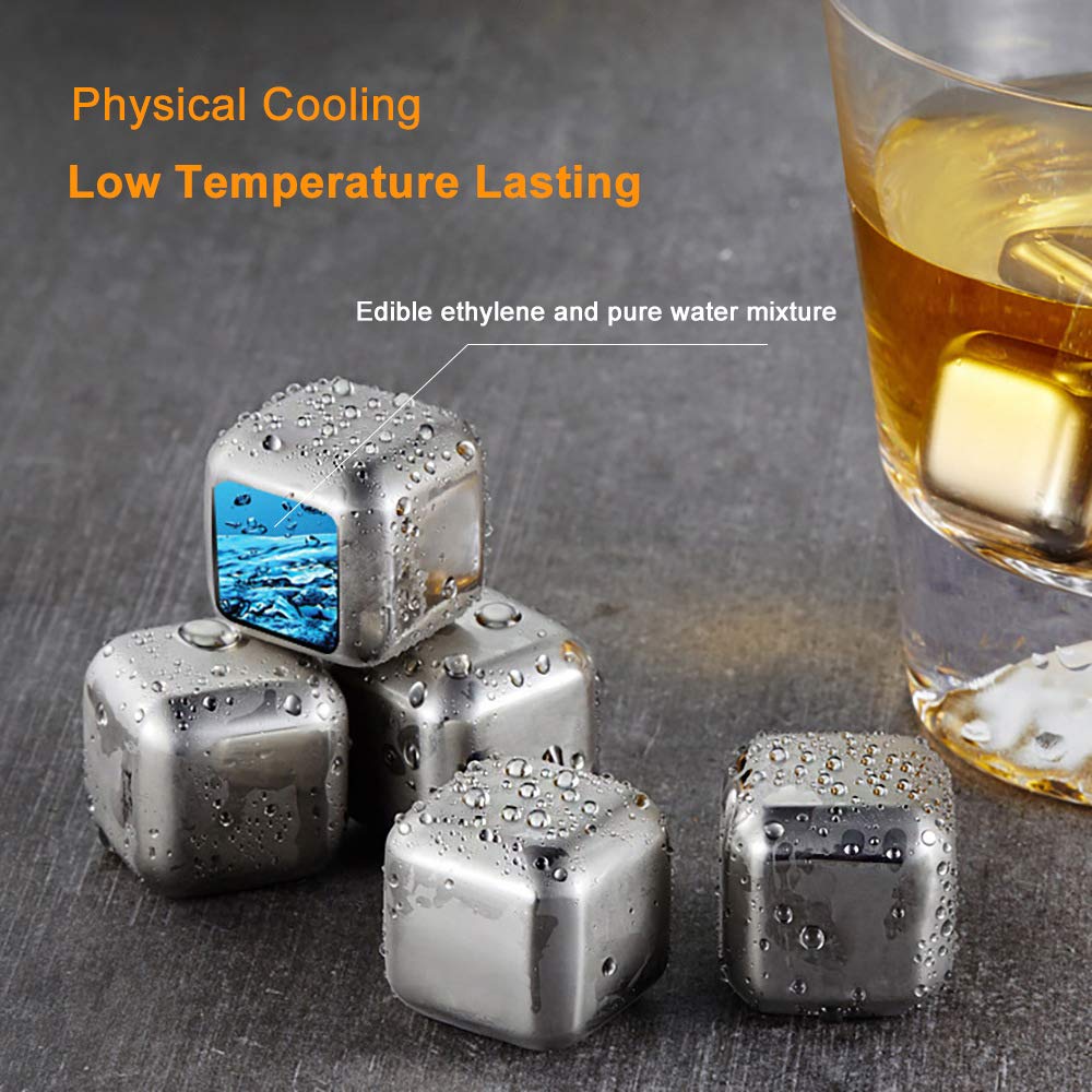 Rapid Cooling Stainless Steel Ice Cube 304 Reusable Set Kit Tongs Tray Beer Wine Whiskey Cocktail