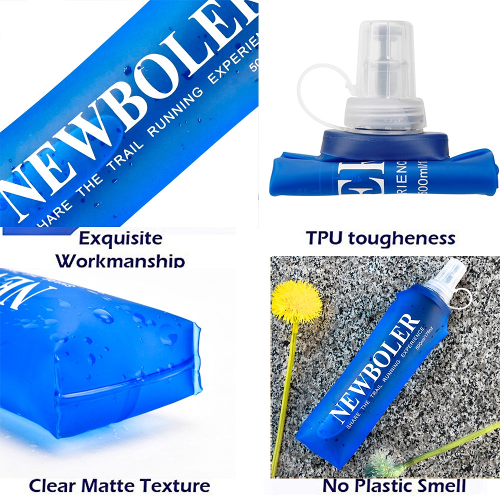 NEWBOLER TPU Soft Silicone Flask Foldable Water Bottle 150ml 250ml 500ml 750ml for Outdoor Sports