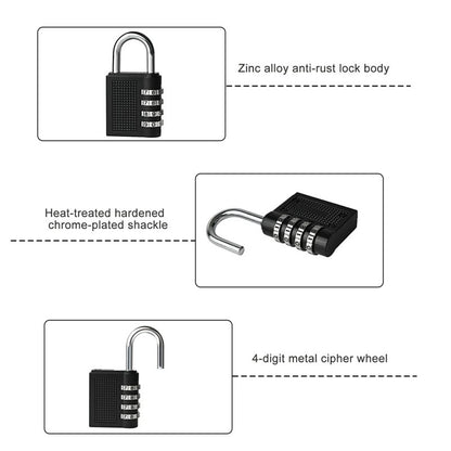 4-Digit Combination Padlock Number Code Lock Resettable Security Lock Gym Locker Luggage Gate Door