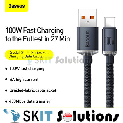 Baseus Crystal Shine Series Fast Charging Data Cable Charger Type-C to Type-C 100W