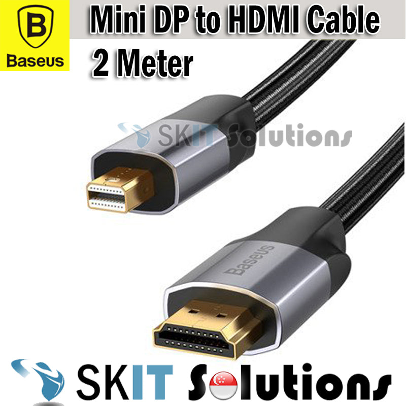 2M Baseus Mini Displayport to HDMI-Compatible Cable 4K 30Hz Mini DP Diplay Port to HDMI Adapter Cable Laptop Projector