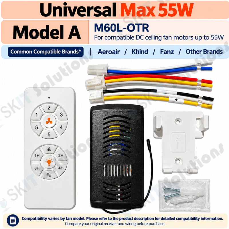 DC Ceiling Fan Remote Control Kit with Receiver 6 Speed for DC Motor B-Star F-Star Heli Galaxy RITO