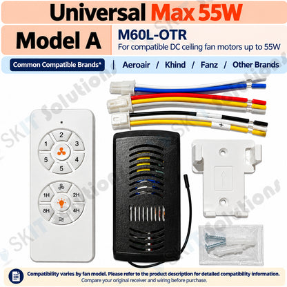 DC Ceiling Fan Remote Control Kit with Receiver 6 Speed for DC Motor B-Star F-Star Heli Galaxy RITO