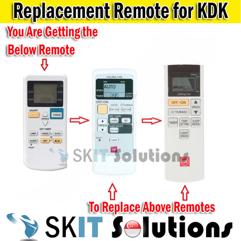 KDK Fan Remote Replacement w/o Light V56VK K14Z9 V60WK K15Z9 R60VW K15U2 Z60WS K15Y6 U48FP K12UX U60FW K15UW W56WV K14ZW