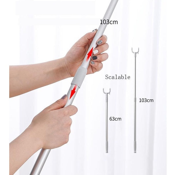 77-130cm Upgraded Extendable Aluminium Laundry Hanger Stick Telescopic Clothes Drying Rod Garment