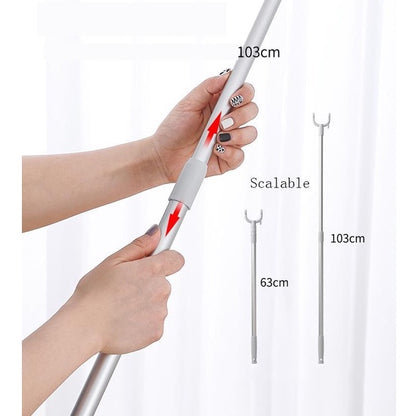 77-130cm Upgraded Extendable Aluminium Laundry Hanger Stick Telescopic Clothes Drying Rod Garment