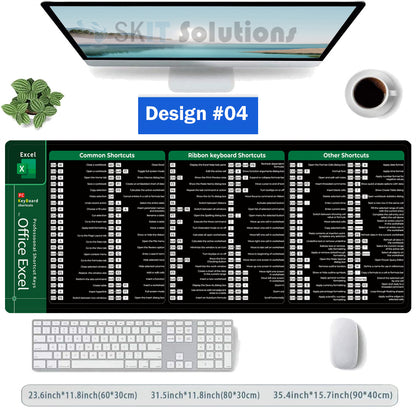 Gaming Mouse Pad XXL Keyboard Shortcuts Desk Mat 800x300mm 900x400mm Large Extended Office Mousepad
