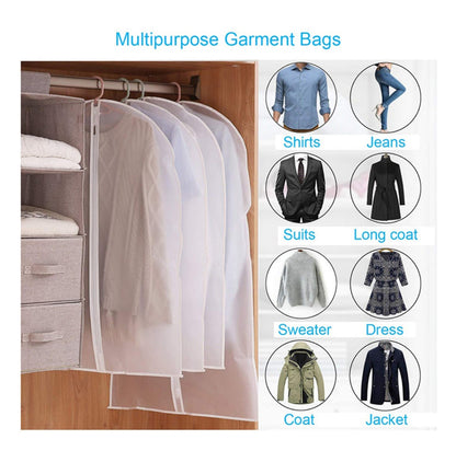 Clothes Organizer Storage Bag Garment Zip Dust Cover Suit Dress Clothing Plastic Cloth Protector