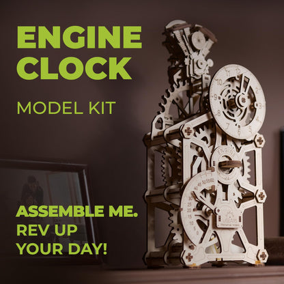 Ugears Engine Clock 3D Mechanical Model Wooden Puzzle DIY Kits