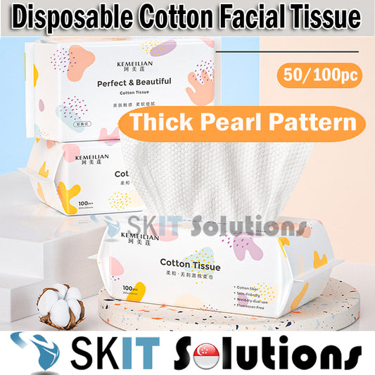 【BUNDLE OF 3】KEMEILIAN Disposable Cotton Facial Towel Pearl Thick Wash Face Cleaning Makeup Removal Tissue Paper