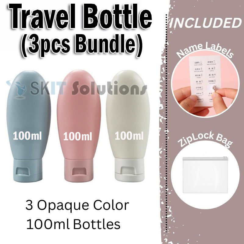 3pc/Set TSA Approved Travel Bottle Leakproof Refillable Container 60ml 100ml Tube Toiletries Shampoo