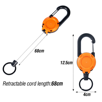Heavy Duty Retractable Buckle Keychain Reel Rope Steel Wire Cable Key Holder Carabiner Badge Outdoor