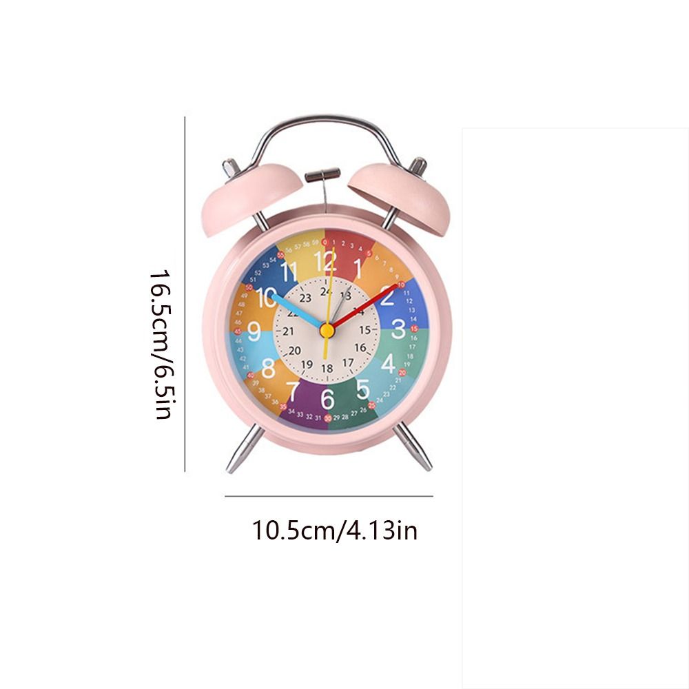4 Inch Cute Double Bell Kids Alarm Clock Mute Cartoon Educational Night Light Table Clock Boys Girls