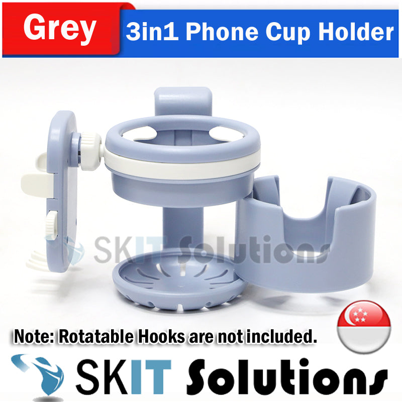 3-in-1 Baby Stroller Cup Holder with Mobile Phone Mount Support Universal Bike Motorcycle Bicycle