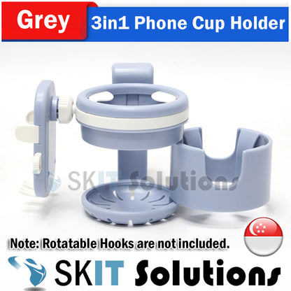 3-in-1 Baby Stroller Cup Holder with Mobile Phone Mount Support Universal Bike Motorcycle Bicycle