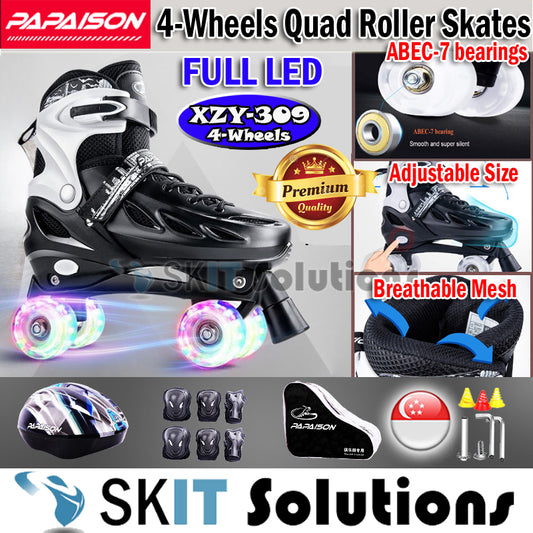 PAPAISON XZY-309 4-Wheels Quad Roller Skates Blade Scooter Double Row Skating Hard Boot Kids Adults