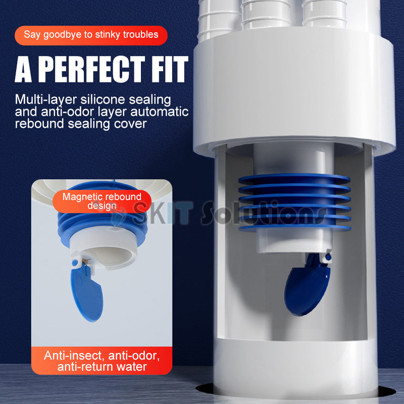 5-Ways Drain Pipe Sealing Plug Sewer Seal Deodorant Drainage Backflow Preventer Anti-Odor Drainer Kitchen Bathroom