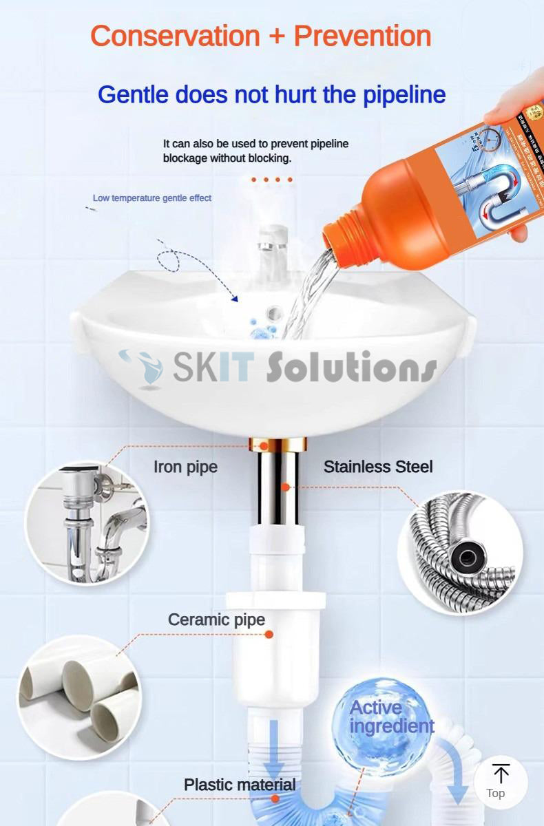 500ml Duer Pipe Dredge Gel Powerful Clog Remover for Toilet Kitchen Sewer Drain Cleaner Deodorizer