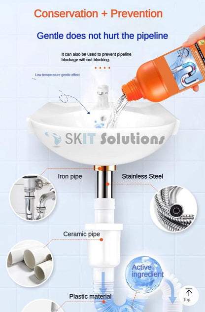 500ml Duer Pipe Dredge Gel Powerful Clog Remover for Toilet Kitchen Sewer Drain Cleaner Deodorizer