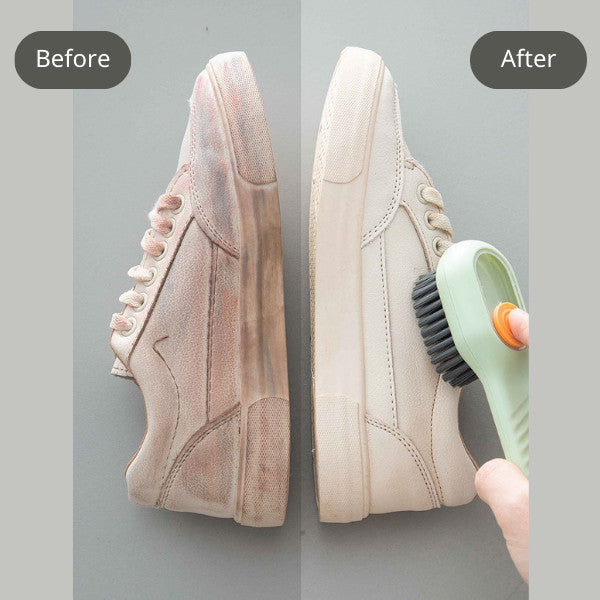 Press Type Liquid Shoe Laundry Clothes Cleaning Brush Refillable Soft Bristles Long Handle Detergent