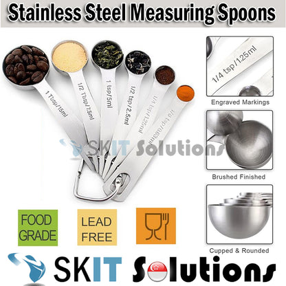 6 pcs/set Measuring Spoons Stainless Steel Seasoning Coffee Tea Scale Bakery Tool Kitchen Supplies