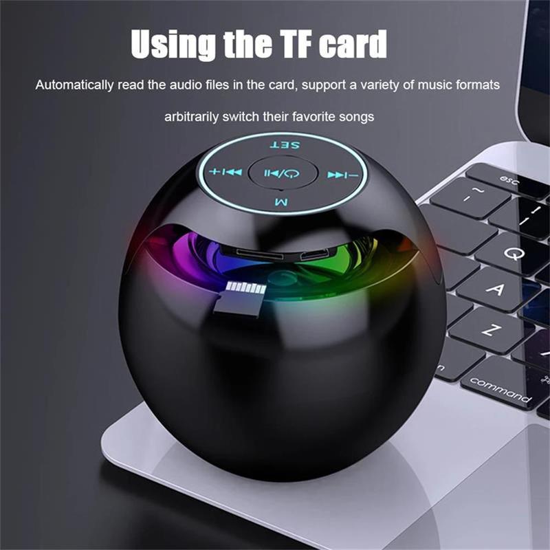 Mini Ball Wireless LED Display Alarm Clock Bluetooth 5.0 Speaker TF Card FM Radio Music Player Mic