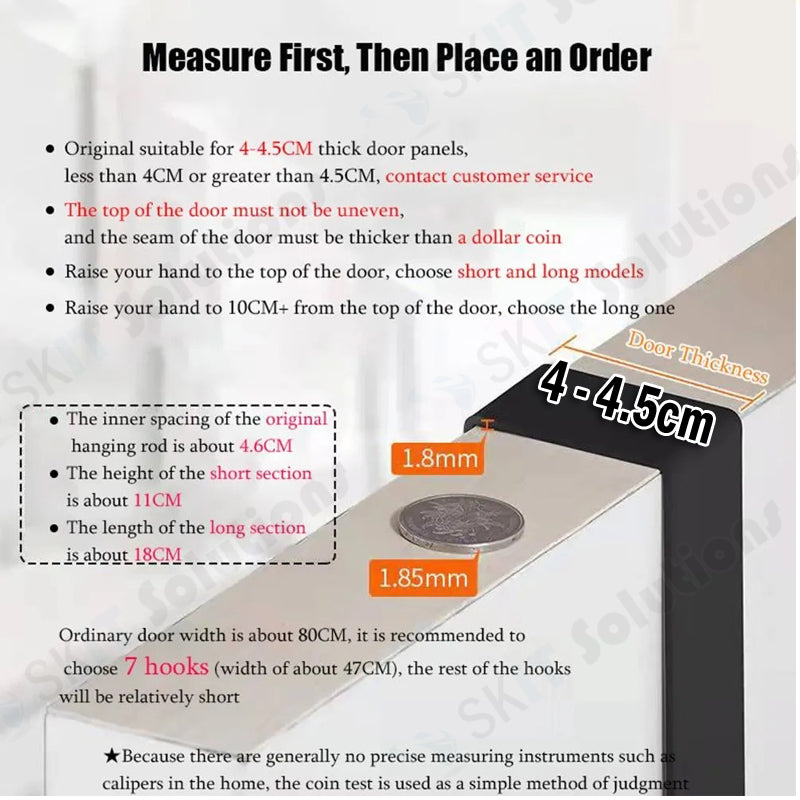 6 / 8 Hooks Over Door Hook Hanger No Drill Towel Coat Clothes Rack Storage Holder Door Behind Hanger