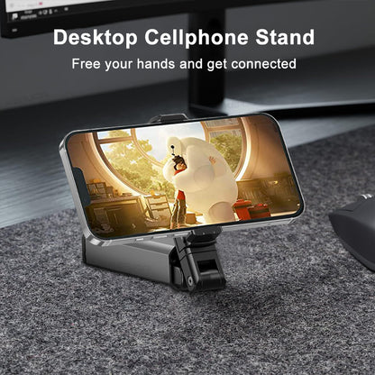 Clip-On 360° Rotate Foldable Travel Phone Stand Holder Flexible Grip Clamp Desktop Car Bed Table Mount