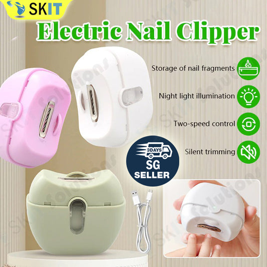 Electric Nail Clipper Rechargeable Trimmer with LED Light Safe Design for Baby Seniors Manicure