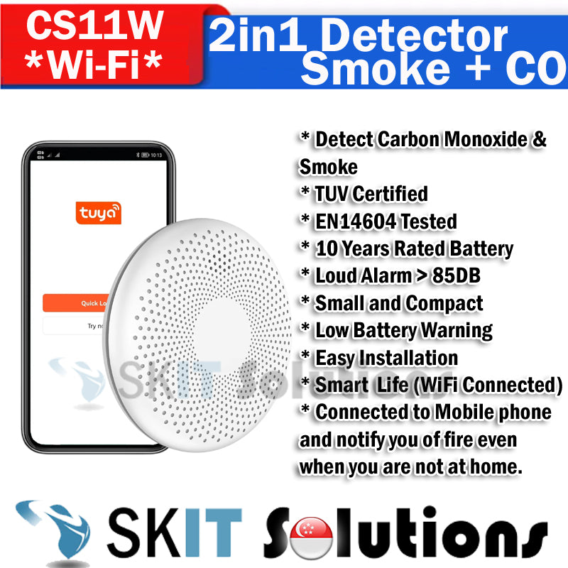 2in1 Combination Smoke Carbon Monoxide CO Detector 10yr Battery Home Wireless Smart WiFi Fire Alarm
