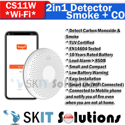 2in1 Combination Smoke Carbon Monoxide CO Detector 10yr Battery Home Wireless Smart WiFi Fire Alarm