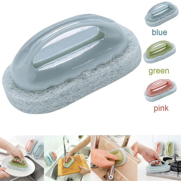 Multi Purpose Bathroom Cleaning Brush Soft Magic Sponge With Handle Bathtub Wall Tile Pot Wash Tool