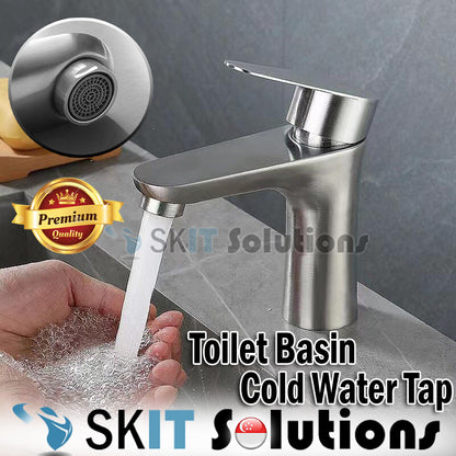 SUS304 Stainless Steel Toilet Basin Faucet Cold Water Tap Household Under Table Basin Bathroom Cabinet Washbasin Sink