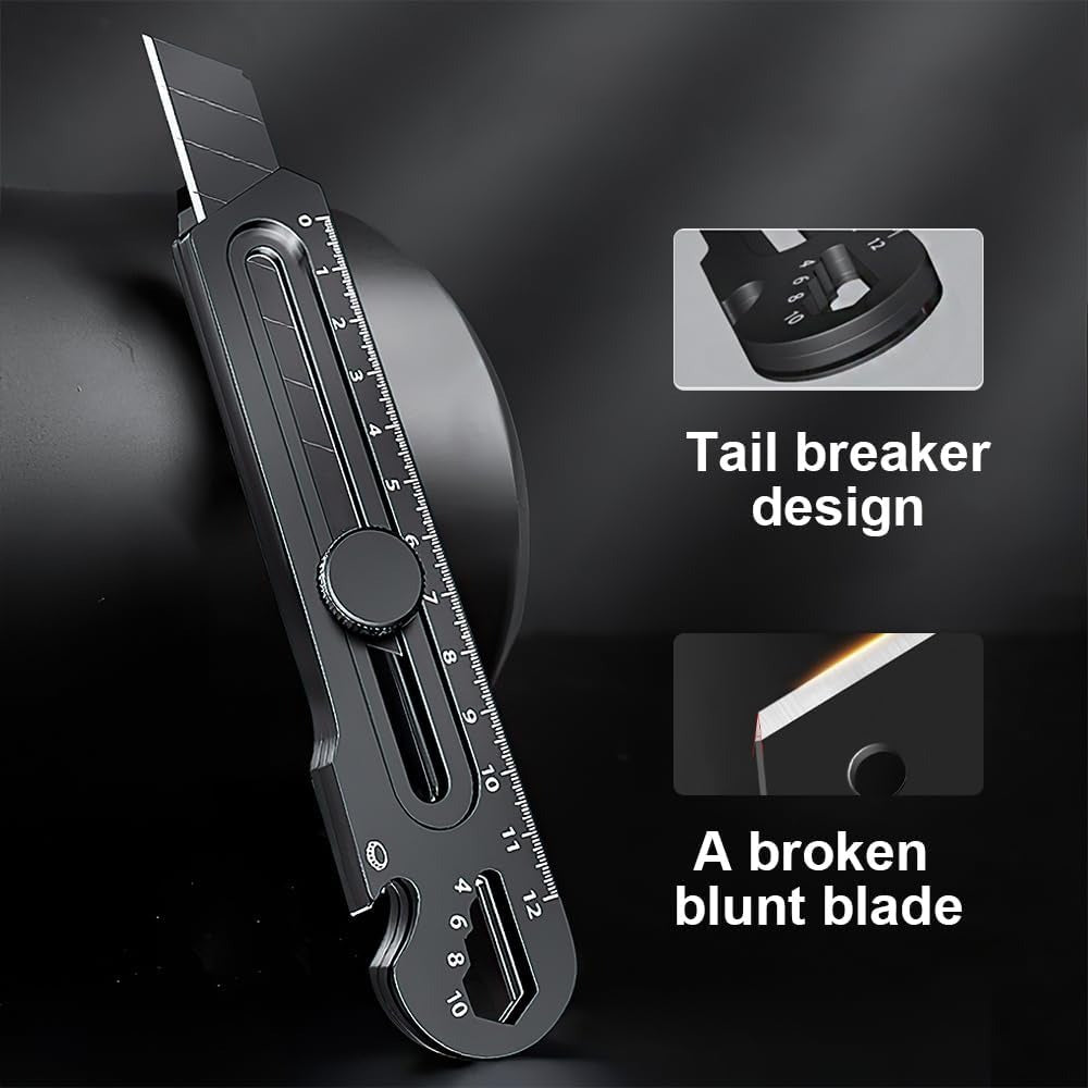 6in1 Stainless Steel Utility Knife Cutter Penknife Blade Ruler Wrench Screwdriver Pen Knives Tool