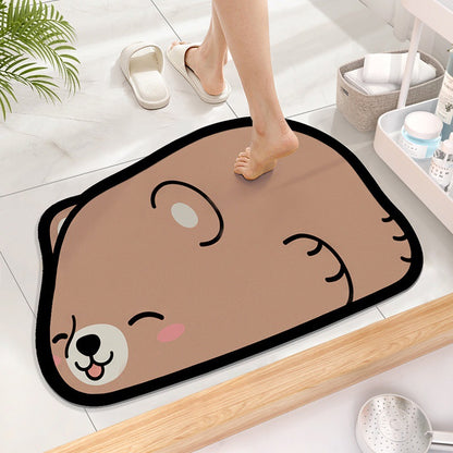 Cute Cartoon Super Absorbent Diatomite Floor Mat Bathroom Non-Slip Diatom Mud Floormat Soft Bath Room Mat Bedroom Toilet