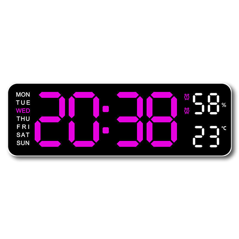 Smart LED Digital Wall Desk Clock Large Display Alarm Temperature Humidity 12 24H Auto Dimmer Timer