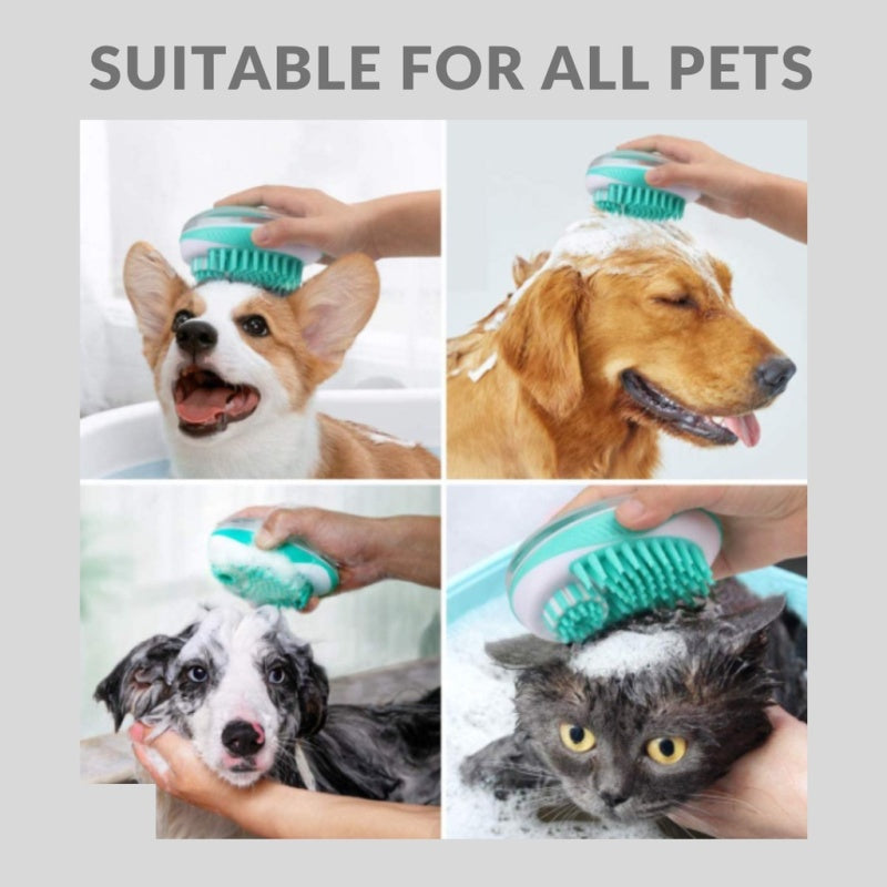 2-in-1 Pet Shampoo Massage Brush with 60ml Dispenser
