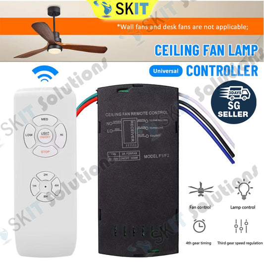 Smart Universal Ceiling Fan Lamp Remote Control Kit with Receiver 3 Speed Timing Wireless Controller