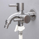 Stainless Steel 304 Washing Machine Double Control Dual 2 Way Faucet Tap Splitter Free Tape & 4-Point Threaded Adapter