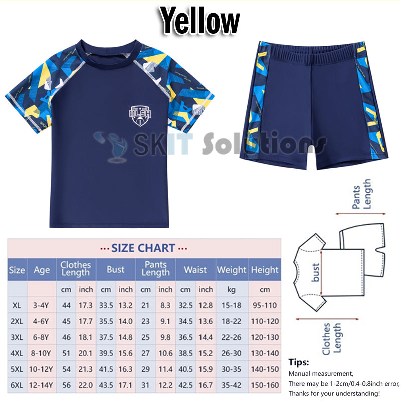 2PCS Boys Swimsuit Kids Swimwear Set Quick Dry Rash Guard Swim Trunks+Top Swimming Suit Wear 3-14Yrs