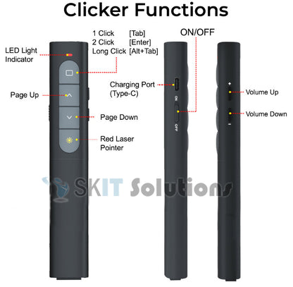 Duo USB Rechargeable Wireless Red Laser Pointer Presentation Page Turning Remote Control PPT PowerPoint Project Clicker