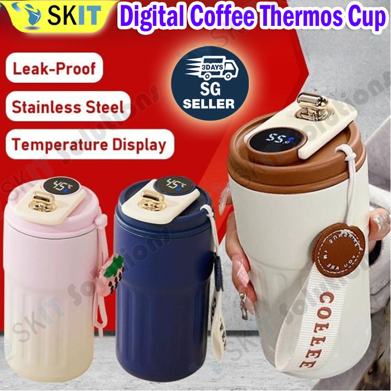 Smart LED Temperature Display Digital Thermal Coffee Cup Stainless Ste ...