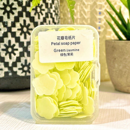 Portable Petal Soap Paper Travel Essential Hand Wash Disposable Antibacterial Flower Soap Sheet Gift