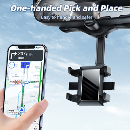 Universal 360° Rotatable Car Rearview Mirror Smart Phone Holder Retractable Rear View Mount Smartphone Rotating Bracket