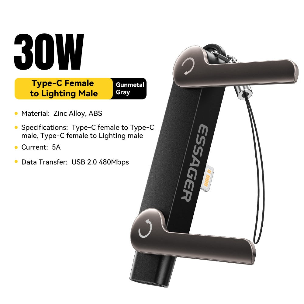 Essager 2in1 Phone Stand Holder Bracket OTG Adapter USB C to C / C to Lighting for Smartphone Tablet