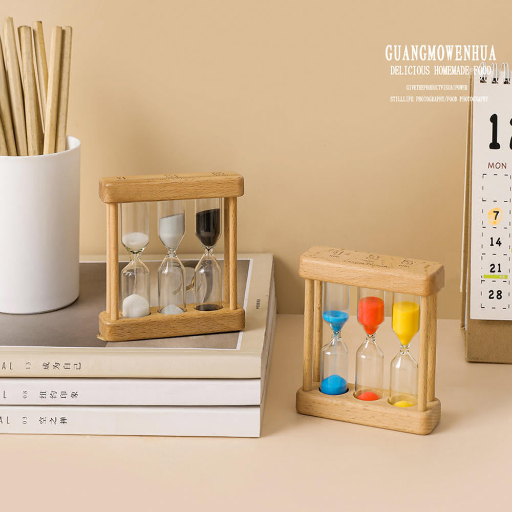 1/3/5Min Wooden Sand Glass Timer Hourglass 1 3 5 Minute Kitchen Study Desk Decor Gift Clock for Kids