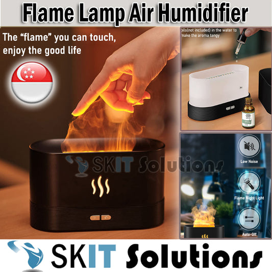 Mini Desktop Air Humidifier Flame Effect LED Light Lamp Aroma Cool Mist Ultrasonic Diffuser Essential Oil Aromatherapy