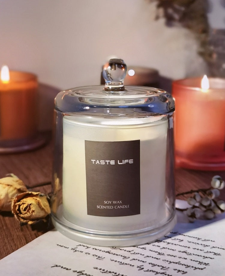 Scented Candle Essential Oil Soy Wax Luxury Glass Jar Home Fragrance Aromatherapy Lavender Rose